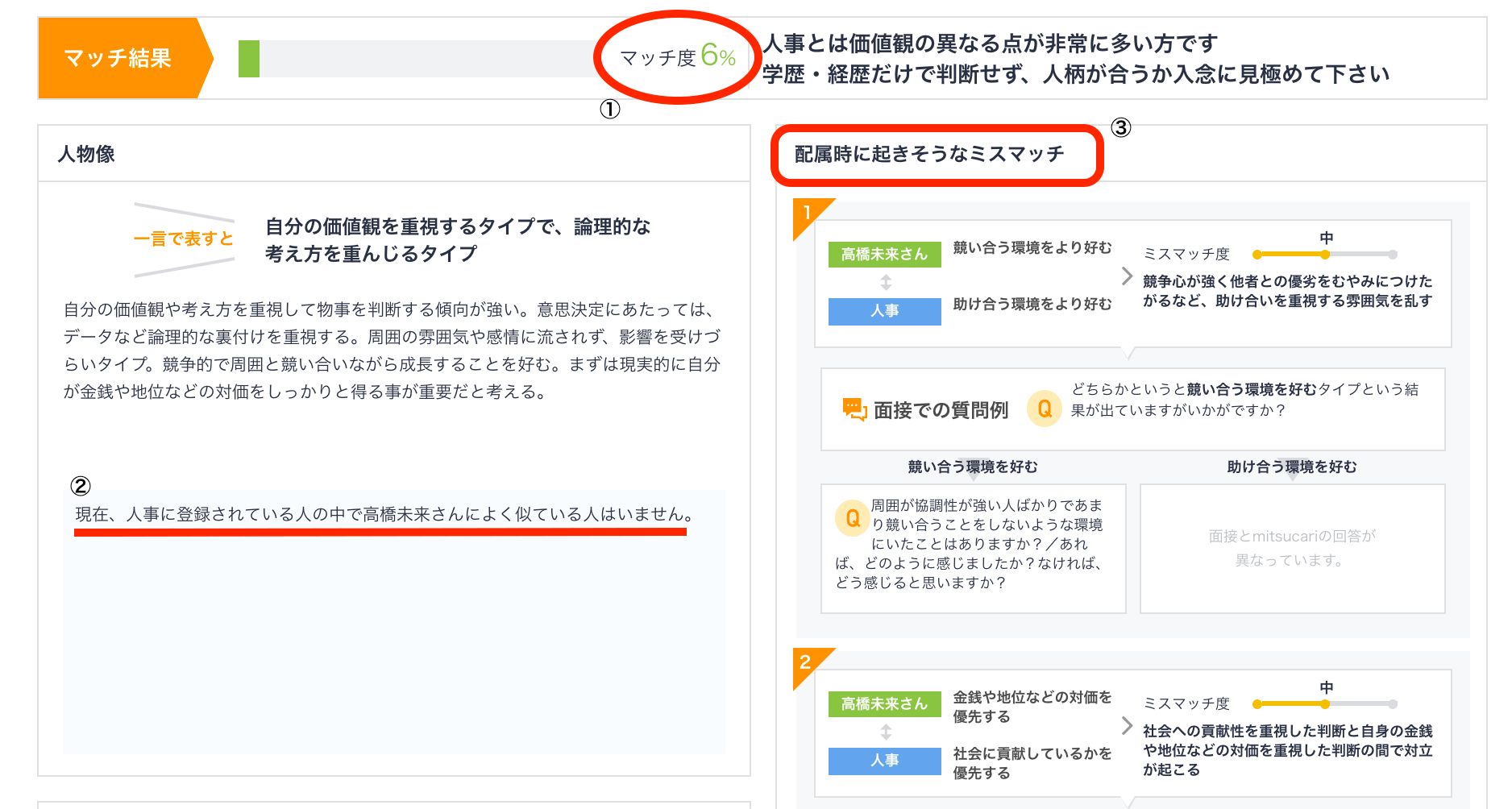 人事部とのマッチング