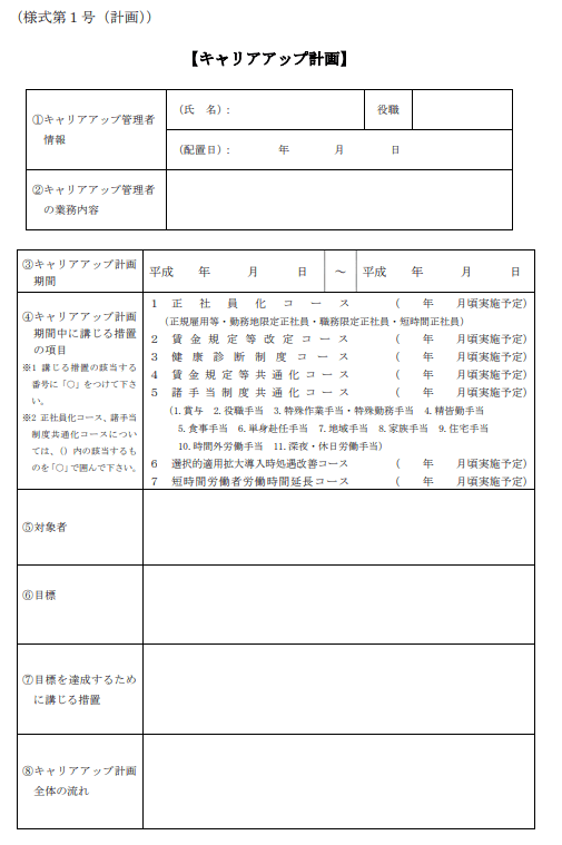 キャリアアップ計画書